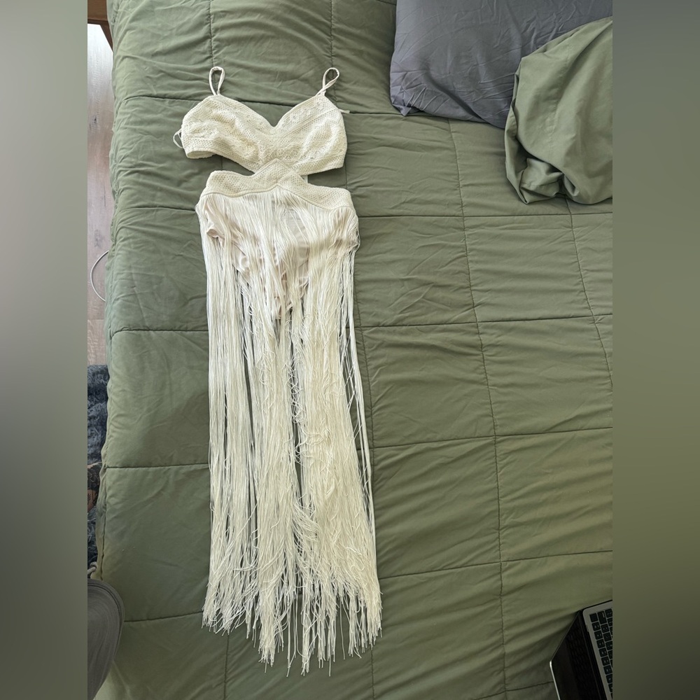 12th Tribe White Fringe Dress